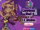 Clawdeen Wolf in 13 wishes dress up game.