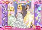 Choose a best dress for Aurora, Rapunzel and Belle.