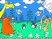 Colour the animals in the forest