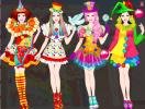 Four outfits in clown style for Barbie.