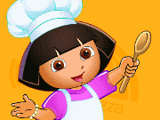 Dora cooks pizza