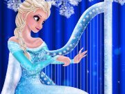 Elsa plays the harp