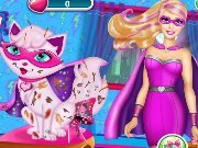 Barbie Super washes her cat