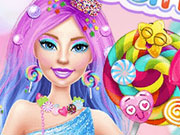 Barbie and Elsa in Candyland game