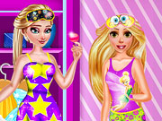 Game Rapunzel and Elsa PJ Party